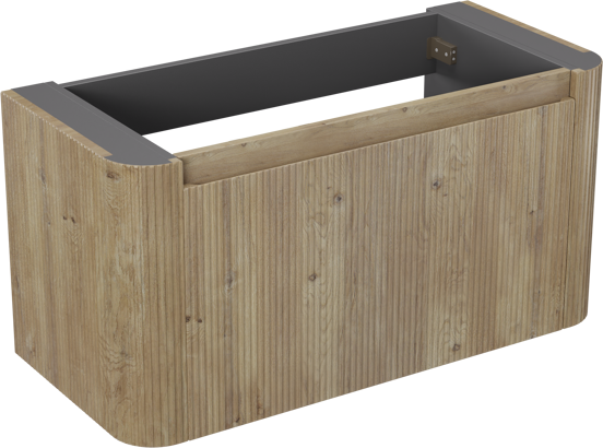 Storke Soft  hängendes möbelstück Waschtischunterschränke 100 x 46 cm Eiche rau 2 Schubladen Vert. Sym. Rippe