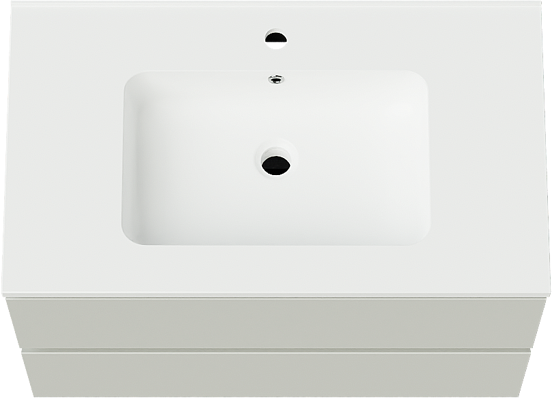 Linie Lado hängendes Möbelstück Set: 80 x 46 cm, Greige, mit Vano Einzelwaschtisch, Marmorkomposit Weiß matt