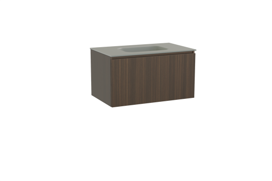 Balmani Sfera zwevend badmeubel 90 x 55 cm eucalyptus met Tablo Arcato enkele wastafel in solid surface steengrijs