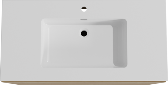 Storke Edge meuble salle de bains à poser 105 x 52 cm chêne brut avec Diva plan simple en marbre composite blanc brillant