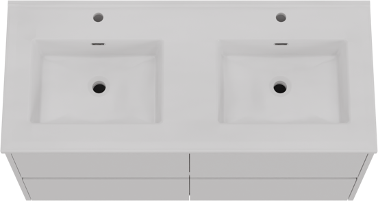 Storke Seda meuble salle de bains suspendu 120 x 52 cm blanc mat avec Kera double vasque en céramique blanc mat