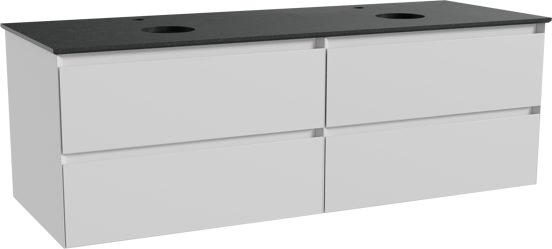 Balmani Mitra meuble salle de bains suspendu 150 x 55 cm blanc mat avec Facetta tablette double en granit noir