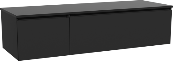 Storke Edge meuble salle de bains suspendu 150 x 52 cm noir mat avec Panton tablette simple ou double en mdf enduit de poudre noir mat