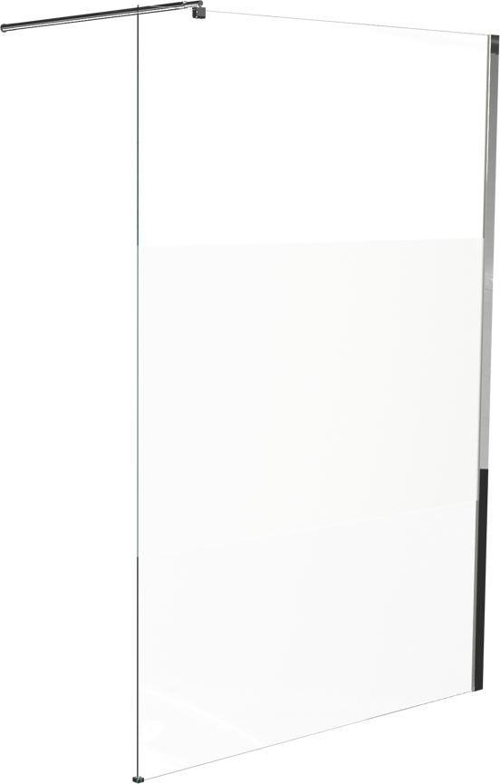 Linie Walk-In inloopdouche 120 x 200 cm helder glas met matte strook glanzend chroom profiel