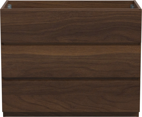 Storke Edge stehender Waschbeckenunterschrank: 105 x 52 cm, Nussbaum, 3 Schubladen