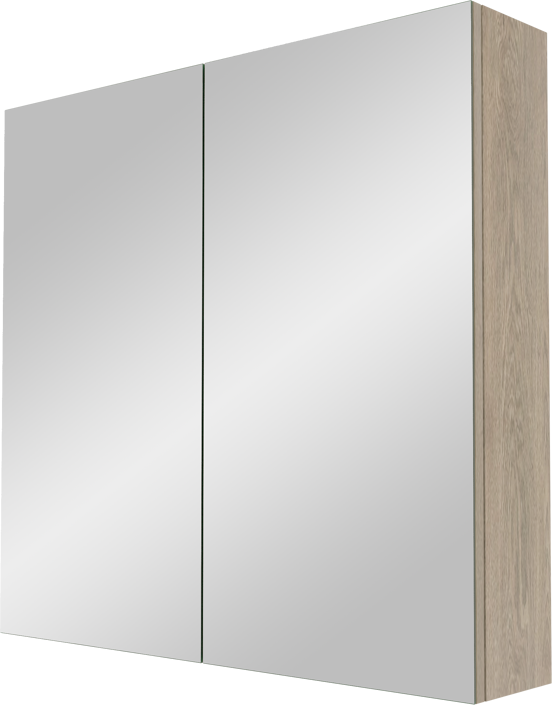Linie Montro Spiegelschrank Bad: 80 x 75 cm, graue Eiche