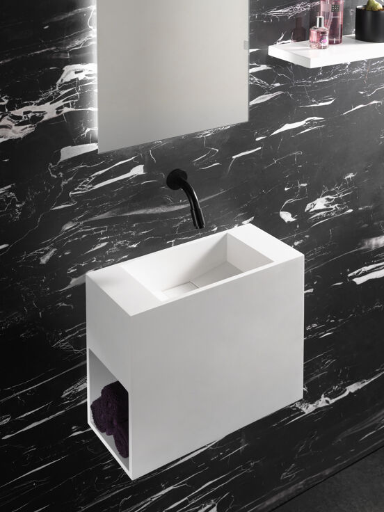 Balmani Style Handwaschbecken: Solid Surface, matt, 45 x 20 cm
