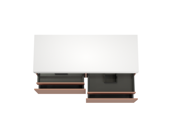 Balmani Sfera zwevend badkamermeubel 150 x 55 cm cotto met Dominus enkel of dubbel tablet in solid surface mat wit