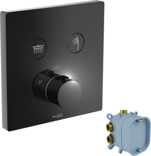 Blaufoss Smartbox Switch-Line inbouw thermostaat 2 uitgangen glanzend zwart incl. inbouwelement