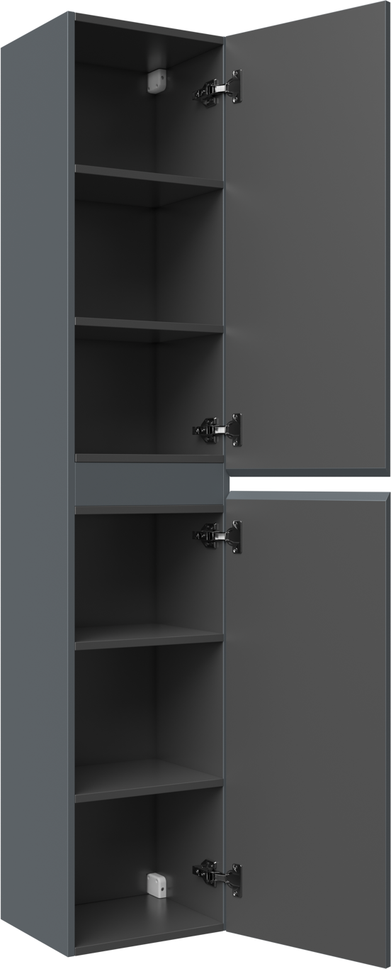 Linie Lado Badhochschrank: Hängend, Blau Anthrazit, 35 x 30 x 170 cm