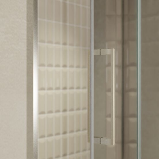 Balmani Senses Design porte pivotante à droite 140 cm x 210 cm verre Miroir Reflex, Profil Brushed CoolMetal, coating inclus