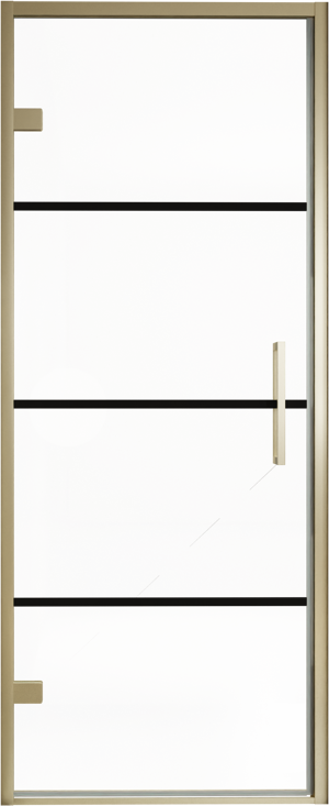 Balmani Senses Design Dusche Drehtür, Links, 90 cm x 210 cm, Lined, Profil Brushed Champagner Gold, inklusive Coating