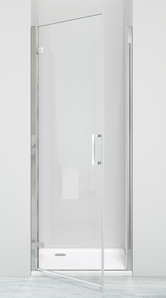 Luca Varess Nona porte pivotante 85 x 200 cm verre transparent profil chrome brillant