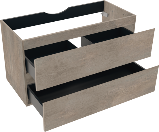 Linie Lado meuble sous-vasque suspendu 100 x 46 cm chêne gris 2 tiroirs