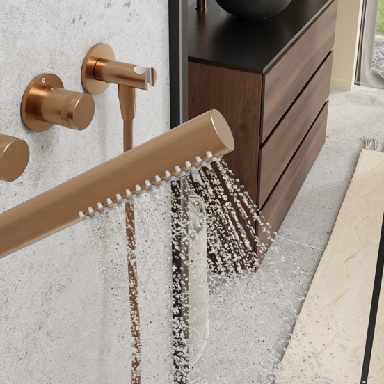 Blaufoss Pavilion Thermostat-Duscharmatur: Unterputz, Brushed Rosegold, Einbauelement inklusive