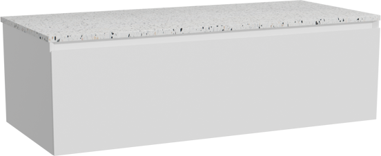 Storke Edge meuble salle de bains suspendu 120 x 52 cm blanc mat avec Tavola tablette simple ou double en blanc/noir mat terrazzo