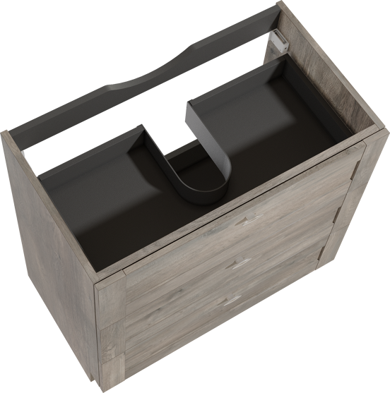 Linie Classo staande wastafelonderkast 80 x 46 cm grijs eiken 3 lades