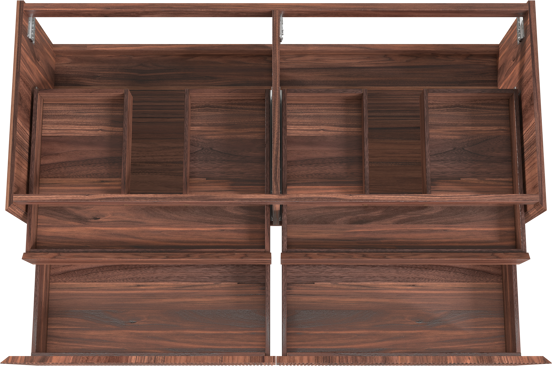 Balmani Fila zwevende wastafelonderkast 135 x 55 cm fineer notenhout 4 lades
