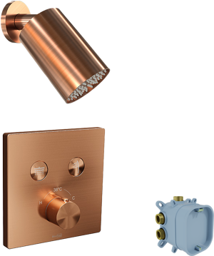 Blaufoss Smartbox Switch-line thermostatische kraan Inbouw regendoucheset met regendouchekop 14 x 9 cm Brushed Rosegold
