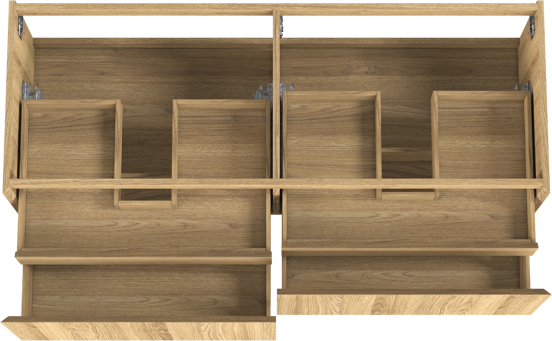 Balmani Idra hängender Waschbeckenunterschrank: 150 x 55 cm, Eiche natur, Furnierholz, 4 Schubladen