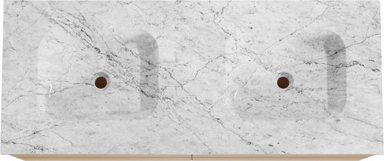 Balmani Mitra meuble salle de bains suspendu 135 x 55 cm chêne naturel avec Tablo Arcato double vasque en marbre carrara