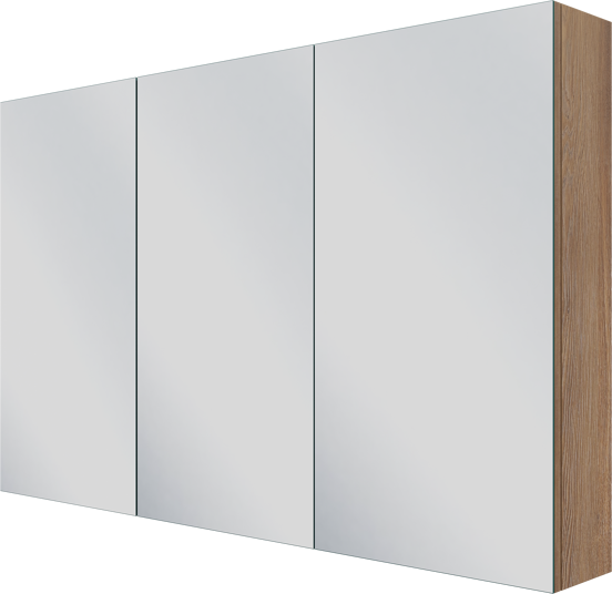 Linie Montro Spiegelschrank Bad: 120 x 75 cm, braune Eiche