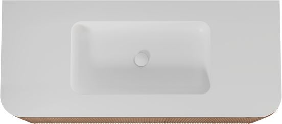 Balmani Moon meuble salle de bains suspendu 130 x 55 cm chêne naturel avec Moon plan simple en solid surface blanc mat, Nervure droite symétrique verticale
