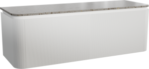 Balmani Moon meuble salle de bains suspendu 160 x 55 cm blanc mat avec Moon tablette simple ou double en terrazzo greige terrazzo, Nervure droite symétrique verticale