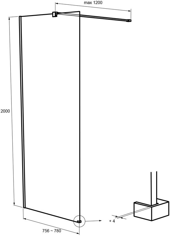 Balmani Modular inloopdouche 80 x 200 cm helder glas glanzend chroom profiel