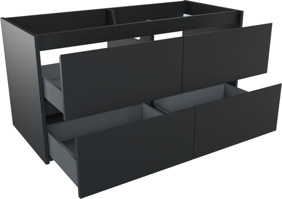 Storke Seda meuble sous-vasque suspendu 120 x 52 cm noir mat 4 tiroirs