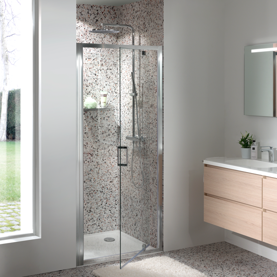 Luca Varess Vidor douche draaideur 90 x 190 cm helder glas glanzend chroom profiel