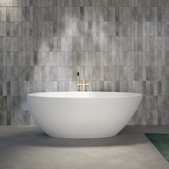 Balmani Fahro ovaal vrijstaand bad 160 x 85 cm Solid Surface mat wit