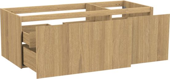 Balmani Fila zwevende wastafelonderkast 135 x 55 cm asymmetrisch links fineer natuur eik 4 lades