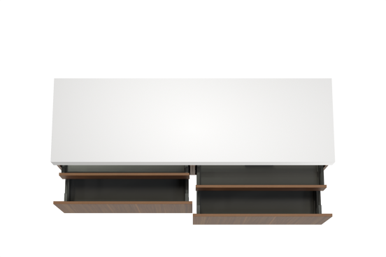 Balmani Sfera hängendes Möbelstück Set: 180 x 55 cm, Amerikanischer Nussbaum, mit Dominus Einzel- oder Doppel Waschtischplatte, Solid Surface Weiß matt