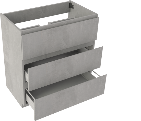 Storke Delta meuble sous-lavabo a poser 80 x 48 cm béton gris foncé 3 tiroirs
