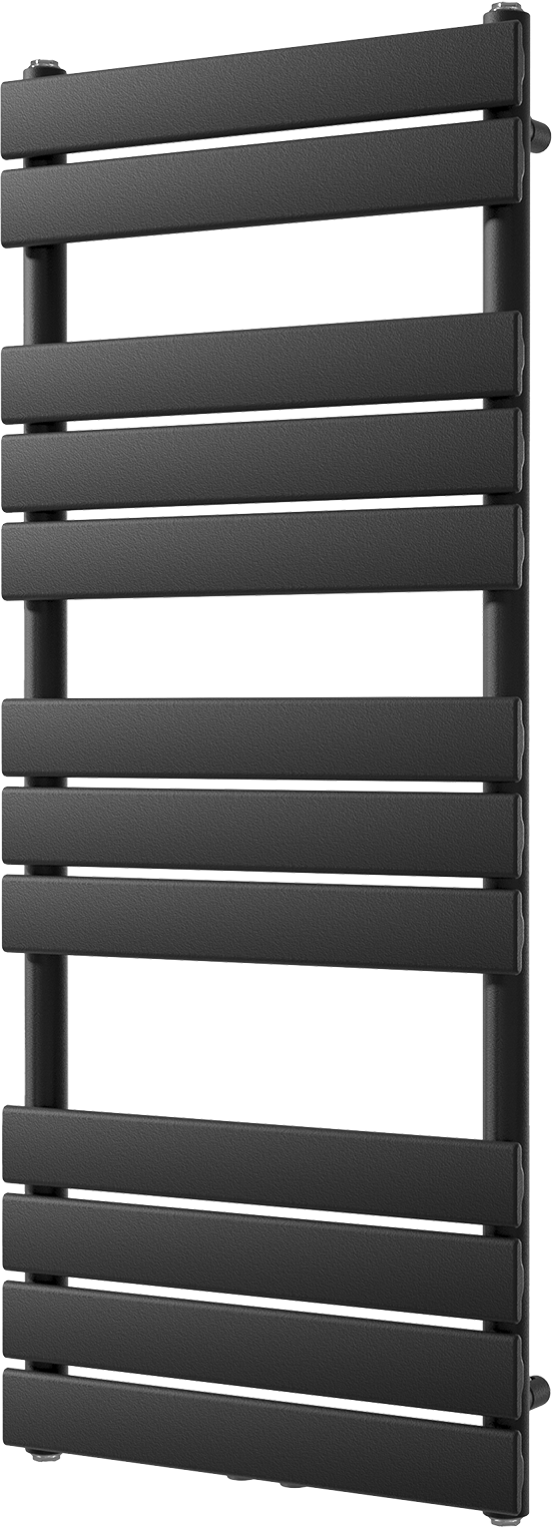 Vipera Vulcan enkele handdoekradiator 50 x 120 cm centrale verwarming mat zwart zij- en middenaansluiting 673W