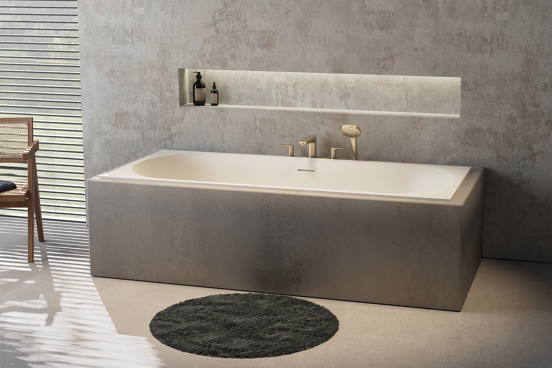 Balmani Rallanta baignoire encastrable double 180 x 82 cm Solid Surface blanc mat