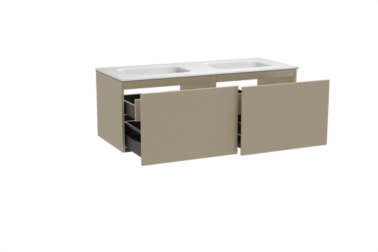 Balmani Sfera meuble salle de bains suspendu 135 x 55 cm dune avec Tablo Arcato double vasque en solid surface blanc mat