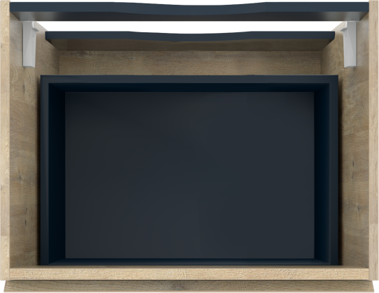 Linie Lado zwevend badmeubel 100 x 46 cm naturel eiken met Lado enkel of dubbel wastafelblad in melamine naturel eiken