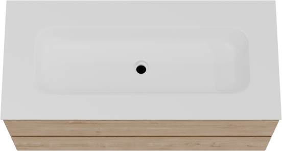 Balmani Mitra meuble salle de bains suspendu 120 x 55 cm chêne brut avec Tablo Arcato lavabo simple pour 2 trous de robinet en solid surface blanc mat