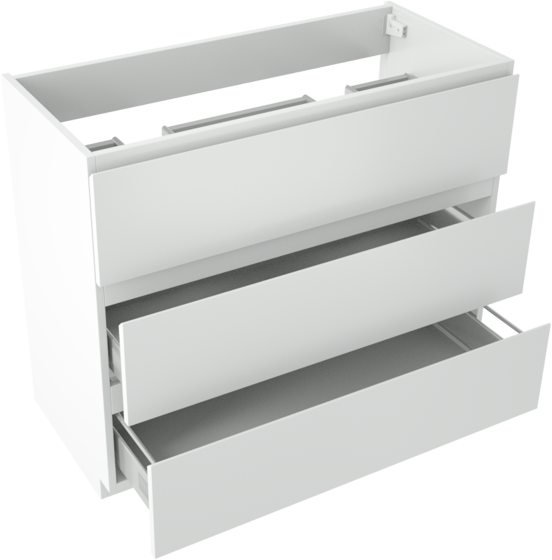Storke Delta staande wastafelonderkast 100 x 48 cm mat wit 3 lades 2 sifonuitsparingen
