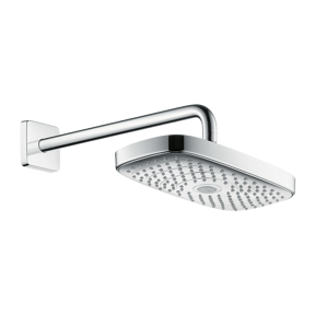 Hansgrohe Raindance Select E 300 rechthoekige regendouchekop met muursteun 30 cm glanzend chroom