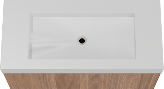 Balmani Idra meuble salle de bains suspendu 120 x 55 cm noyer avec Modus lavabo simple pour 2 trous de robinet en solid surface blanc mat