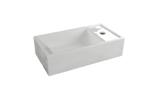 Linie Baro enkele wastafel glanzend witte porselein 41 x 22 cm