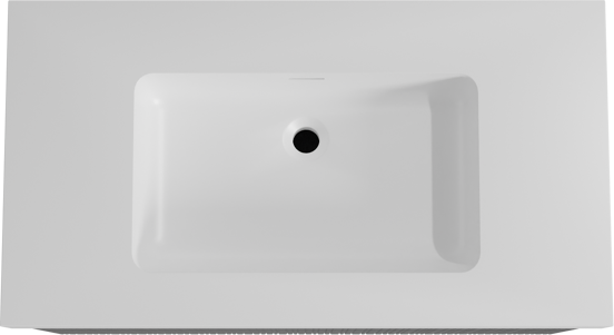 Storke Ribs meuble salle de bains suspendu 95 x 52 cm chêne noir avec Mata High plan simple en solid surface blanc mat, Nervure droite asymétrique verticale