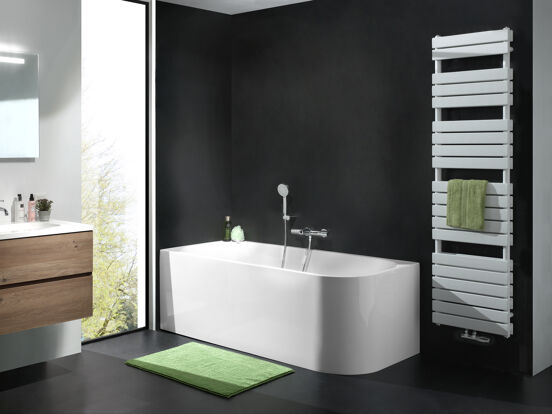 Luca Varess Mezzo baignoire d'angle gauche double 180 x 80 cm acrylique blanc mat
