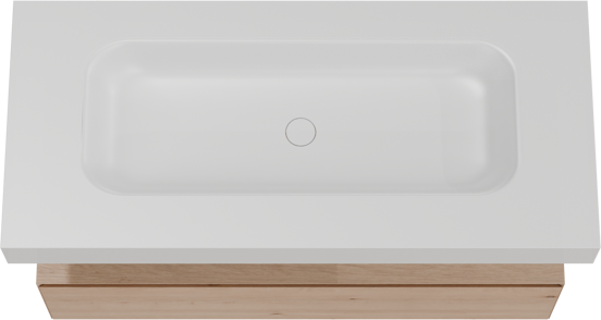 Balmani Mitra Elements meuble salle de bains suspendu 120 x 55 cm chêne naturel avec Wave lavabo simple pour 2 trous de robinet en solid surface blanc mat