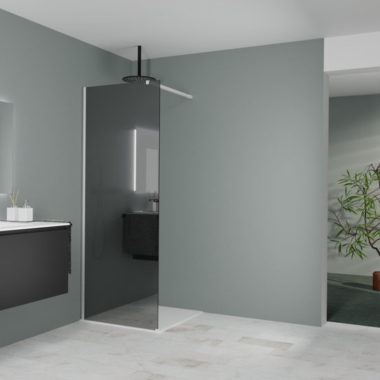 Balmani Modular Walk-In Dusche: 80 x 200 cm, Reflex-Spiegelglas, Profil Weiß matt