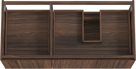 Balmani Fila zwevende wastafelonderkast 120 x 55 cm asymmetrisch rechts fineer notelaar 4 lades