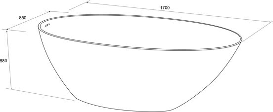 Balmani Fahro ovaal vrijstaand bad 170 x 85 cm Solid Surface mat wit